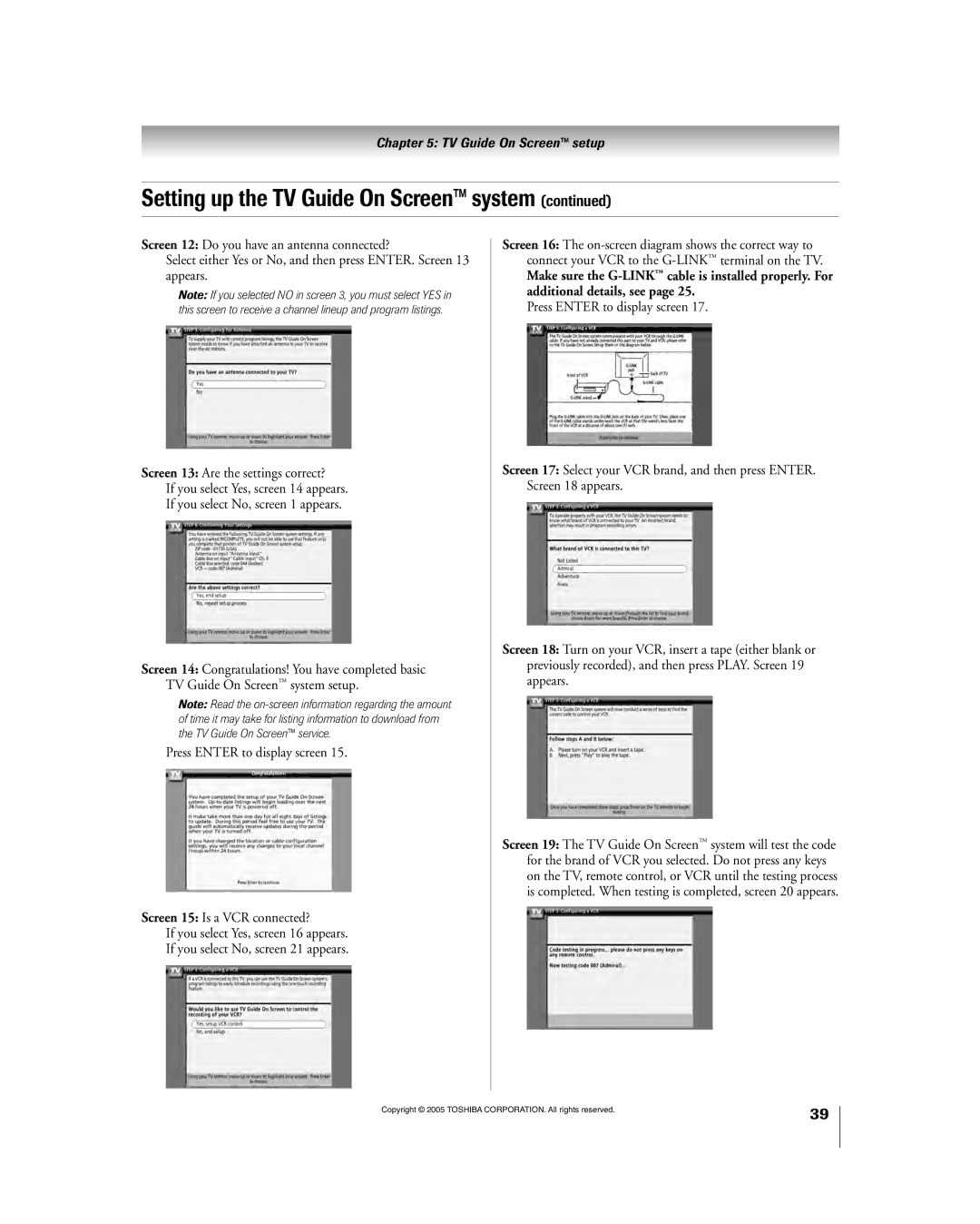 Toshiba 56HM195 owner manual Setting up the TV Guide On Screenª system 