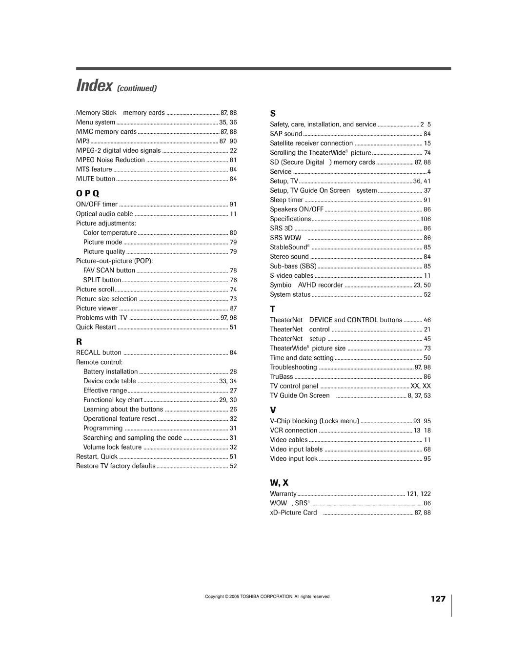 Toshiba 56MX195 owner manual Picture adjustments, Picture-out-picture POP, Remote control, 106, 93-95, 13-18 