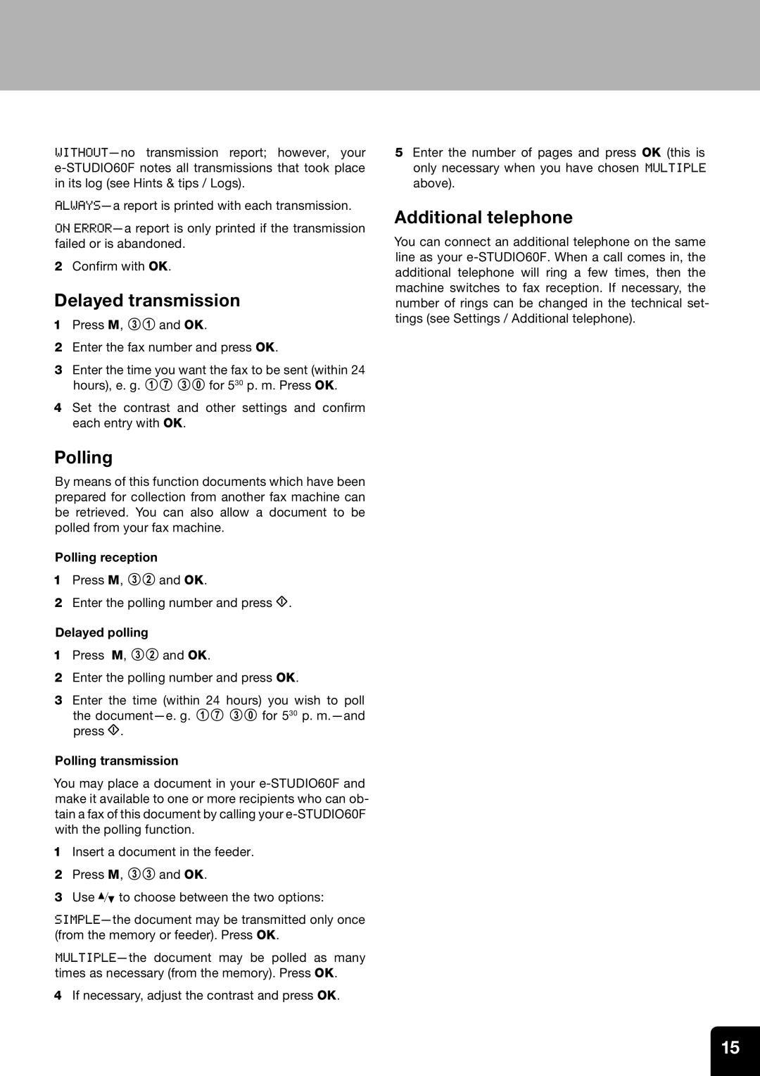 Toshiba 60F manual Delayed transmission, Polling reception, Delayed polling, Polling transmission 