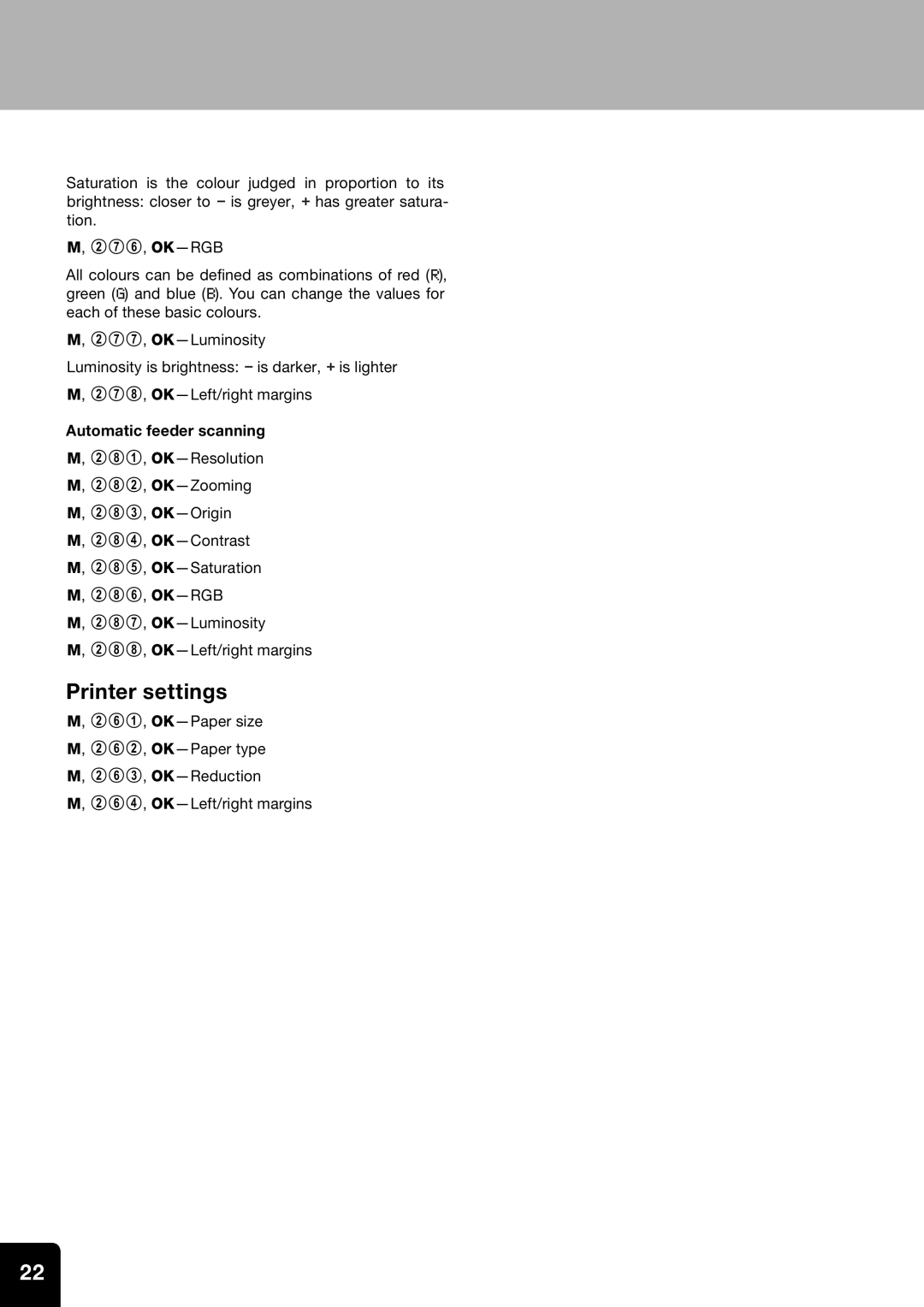 Toshiba 60F manual Printer settings, Automatic feeder scanning 