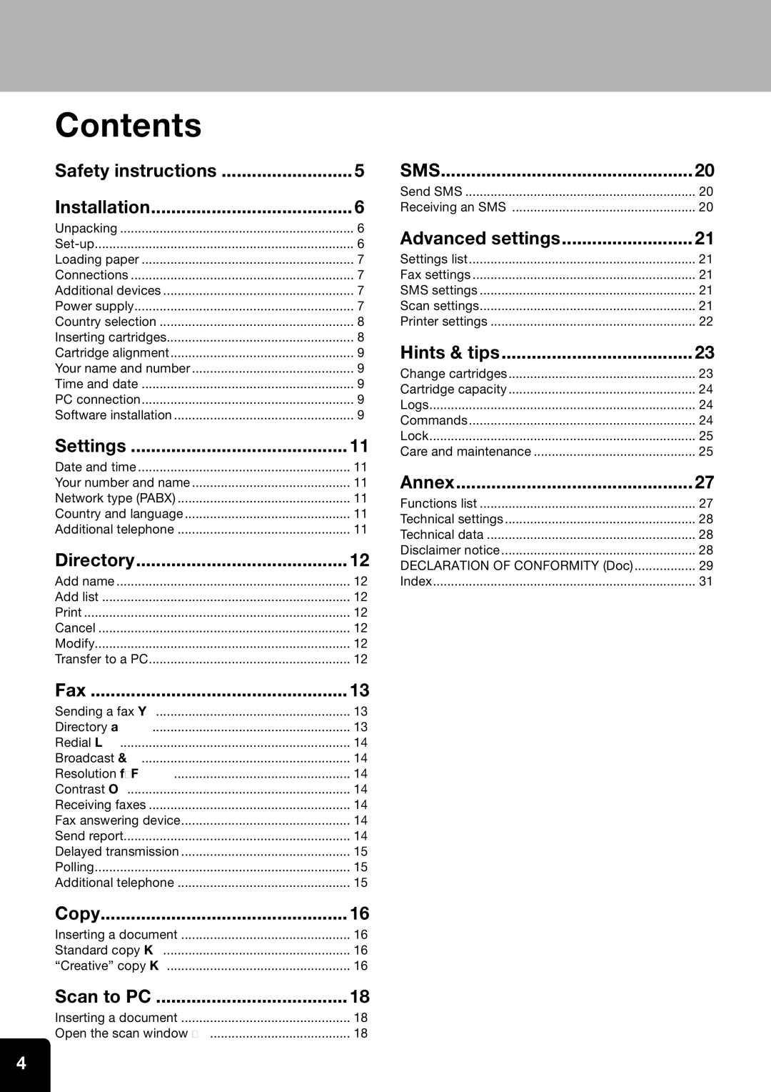 Toshiba 60F manual Contents 