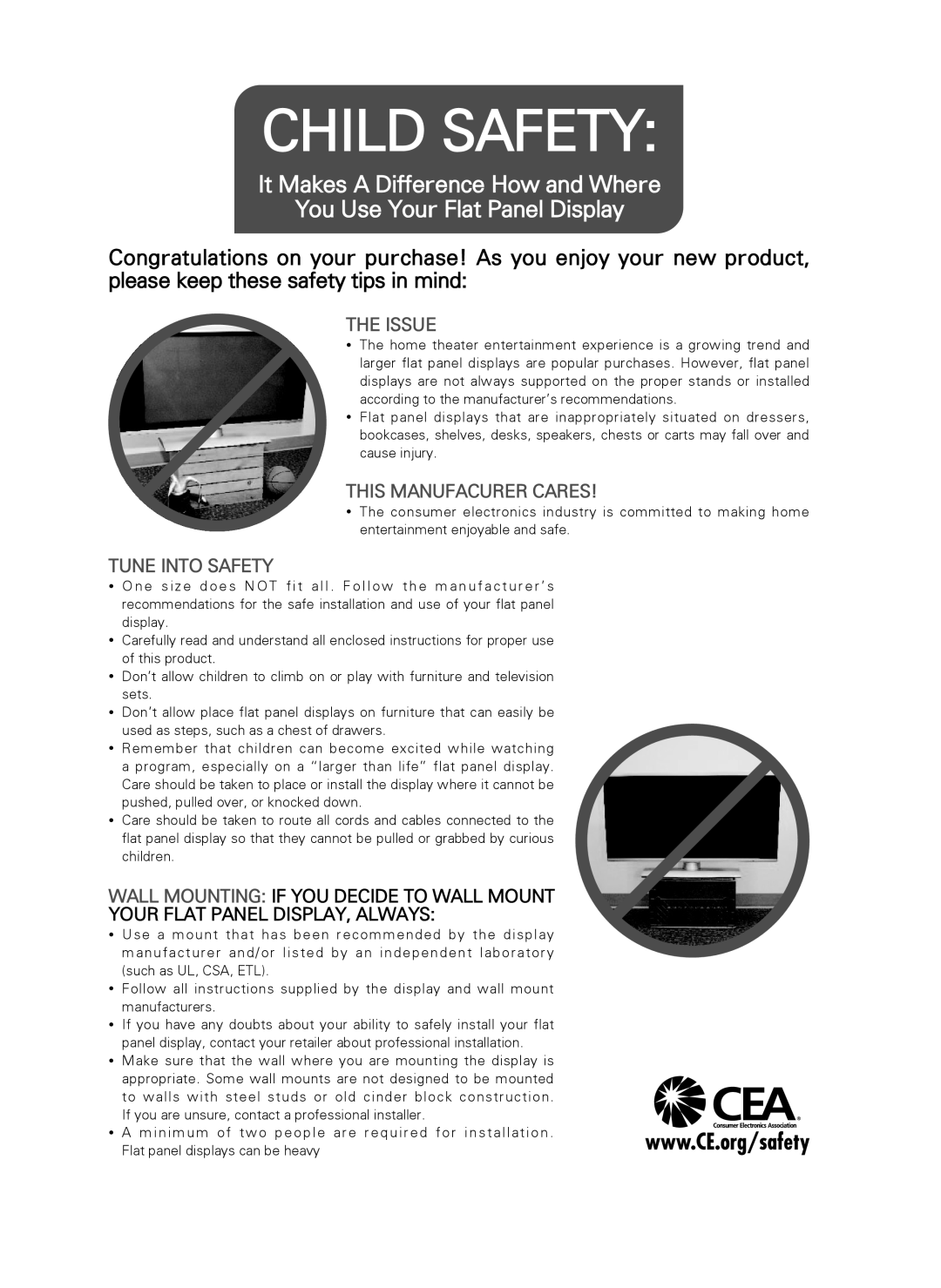 Toshiba 55LA8600, 60LA8600, MFL67652602 (1303-REV00), MFL67652602 1303 REV00 owner manual Child Safety 