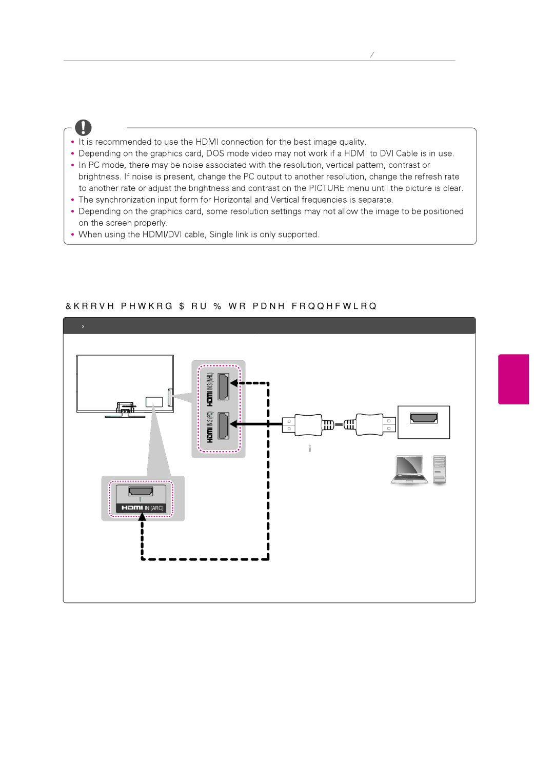 Toshiba 50PH4700 Connecting to a PC, Hdmi Connection or DVI to Hdmi Connection, Choose method a or B to make connection 