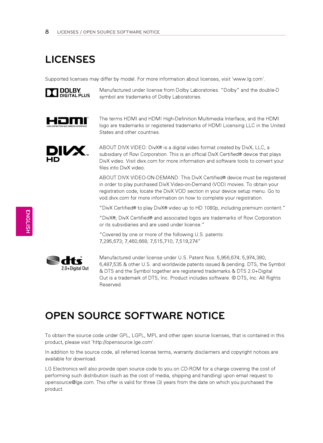 Toshiba 60PH6700, 50PH4700 owner manual Licenses, Open Source Software Notice 