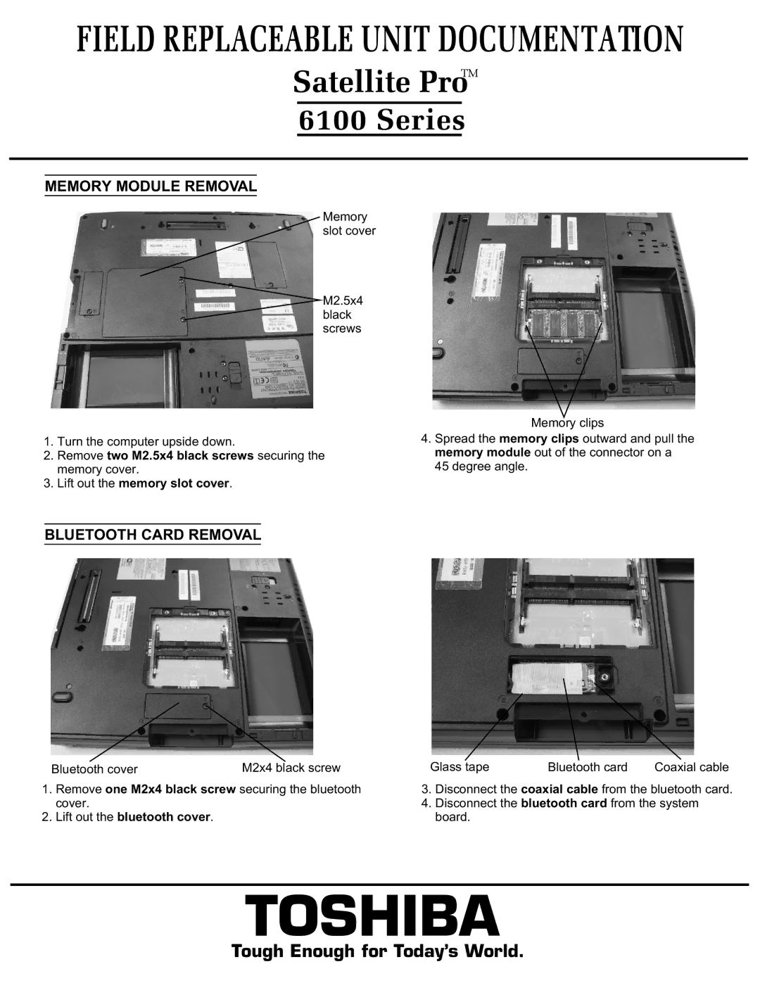 Toshiba 6100 manual Lift out the bluetooth cover 