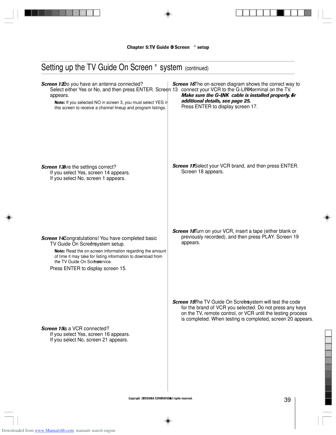 Toshiba 62HM15A owner manual Setting up the TV Guide On Screen system 