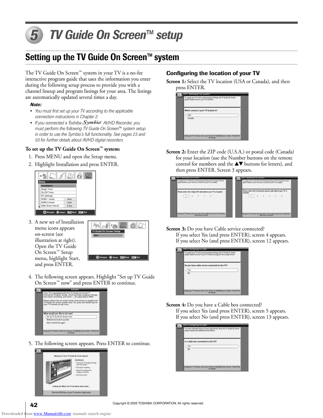 Toshiba 62MX195, 72MX195 owner manual TV Guide On Screen setup, Setting up the TV Guide On Screenª system 