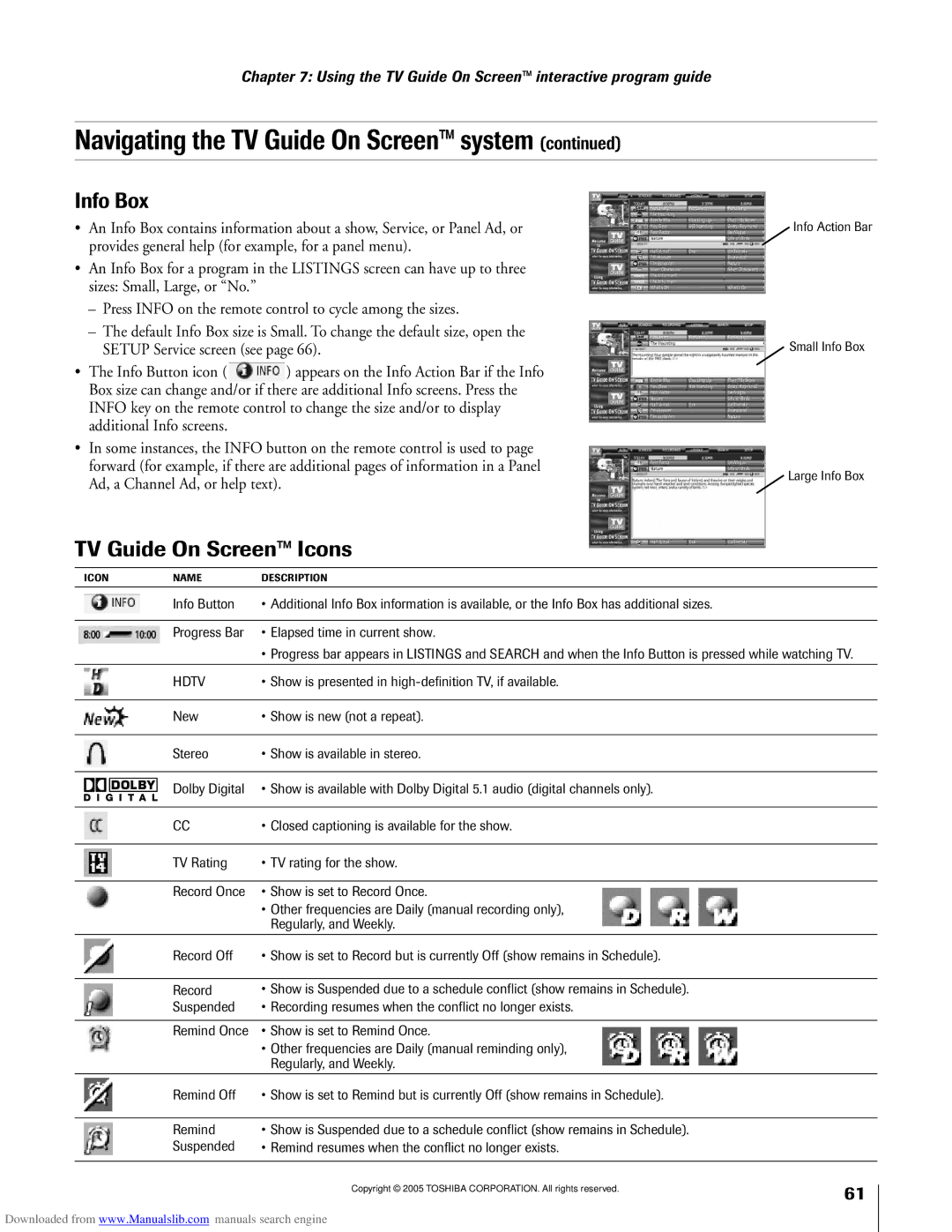 Toshiba 72MX195, 62MX195 owner manual Info Box, Show is presented in high-definition TV, if available 