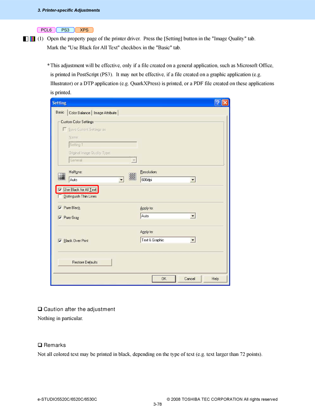 Toshiba 6520c, 5520c manual ‰ Remarks 