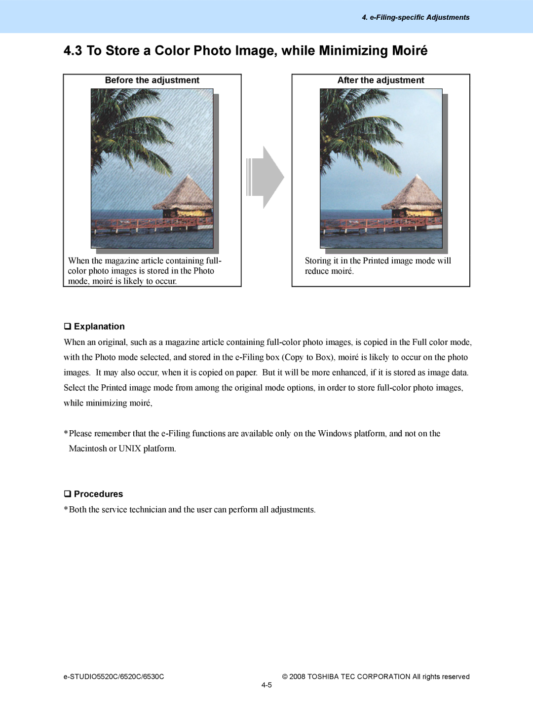 Toshiba 5520c, 6520c manual To Store a Color Photo Image, while Minimizing Moiré 