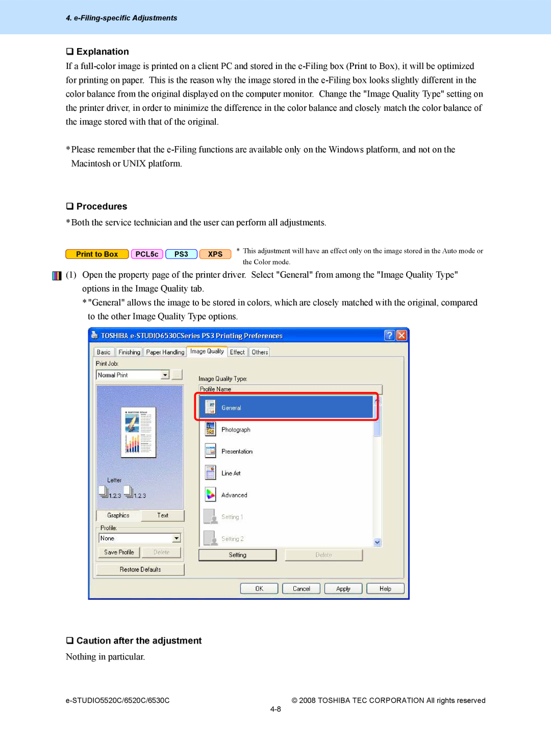 Toshiba 6520c, 5520c manual Print to Box PCL5c 