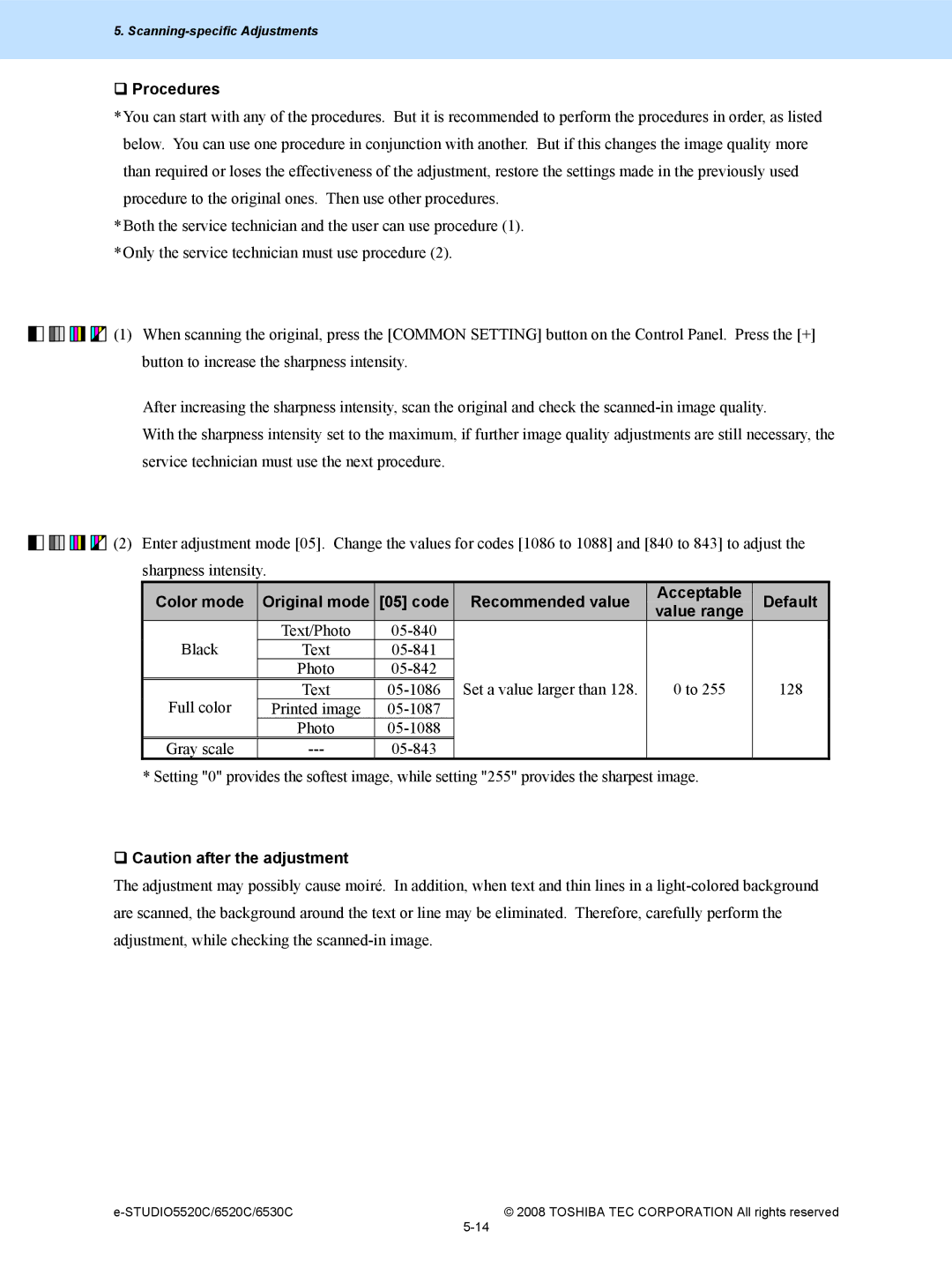 Toshiba 6520c, 5520c manual ‰ Procedures 