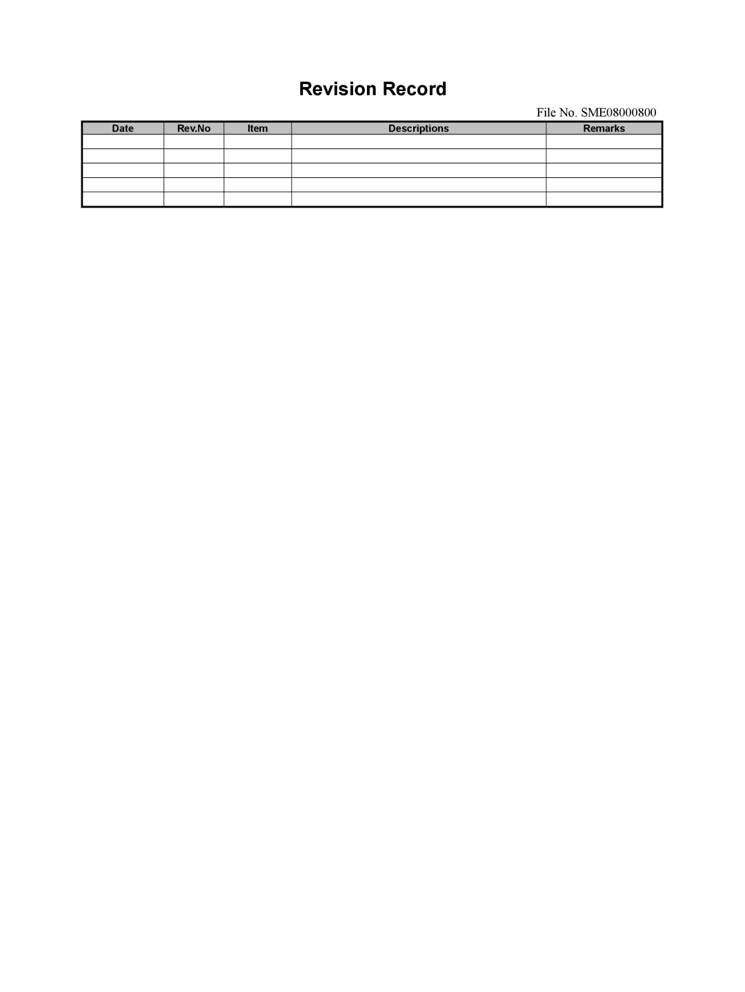 Toshiba 5520c, 6520c manual Revision Record 