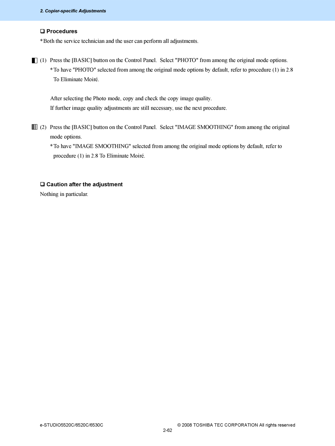 Toshiba 6520c, 5520c manual ‰ Procedures 