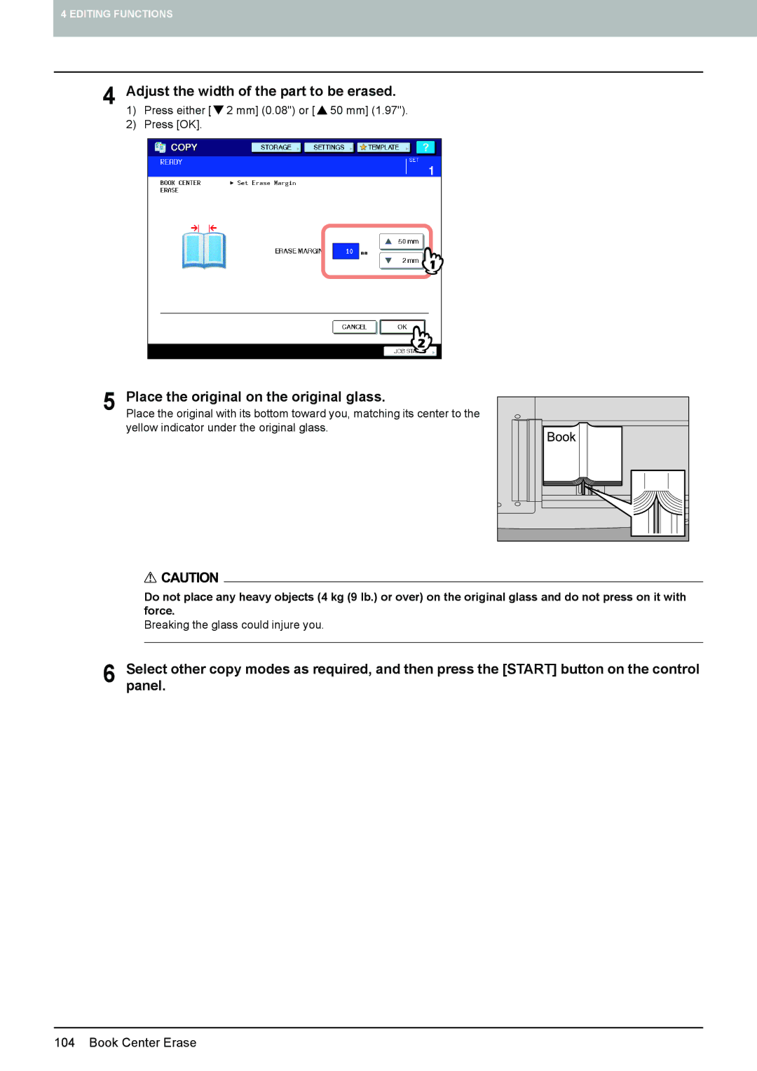 Toshiba 6520c, e-STUDIO5520C manual Press either 2 mm 0.08 or 50 mm Press OK 