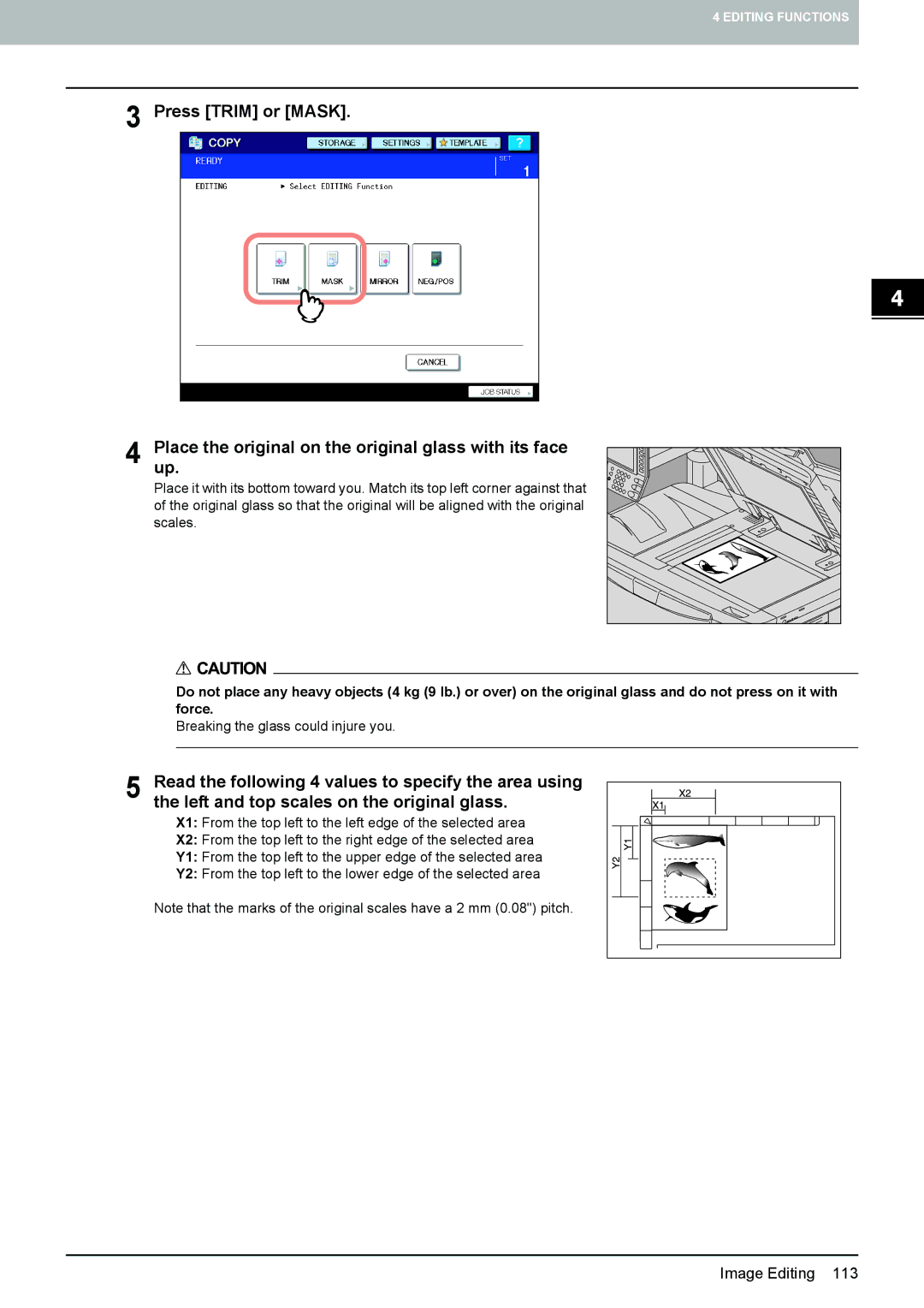 Toshiba e-STUDIO5520C, 6520c manual Breaking the glass could injure you 