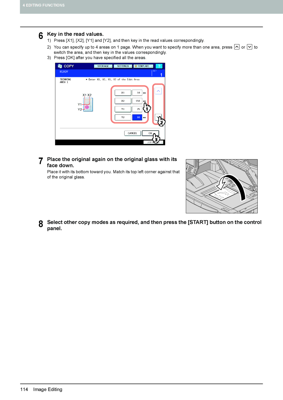 Toshiba 6520c, e-STUDIO5520C manual Key in the read values 