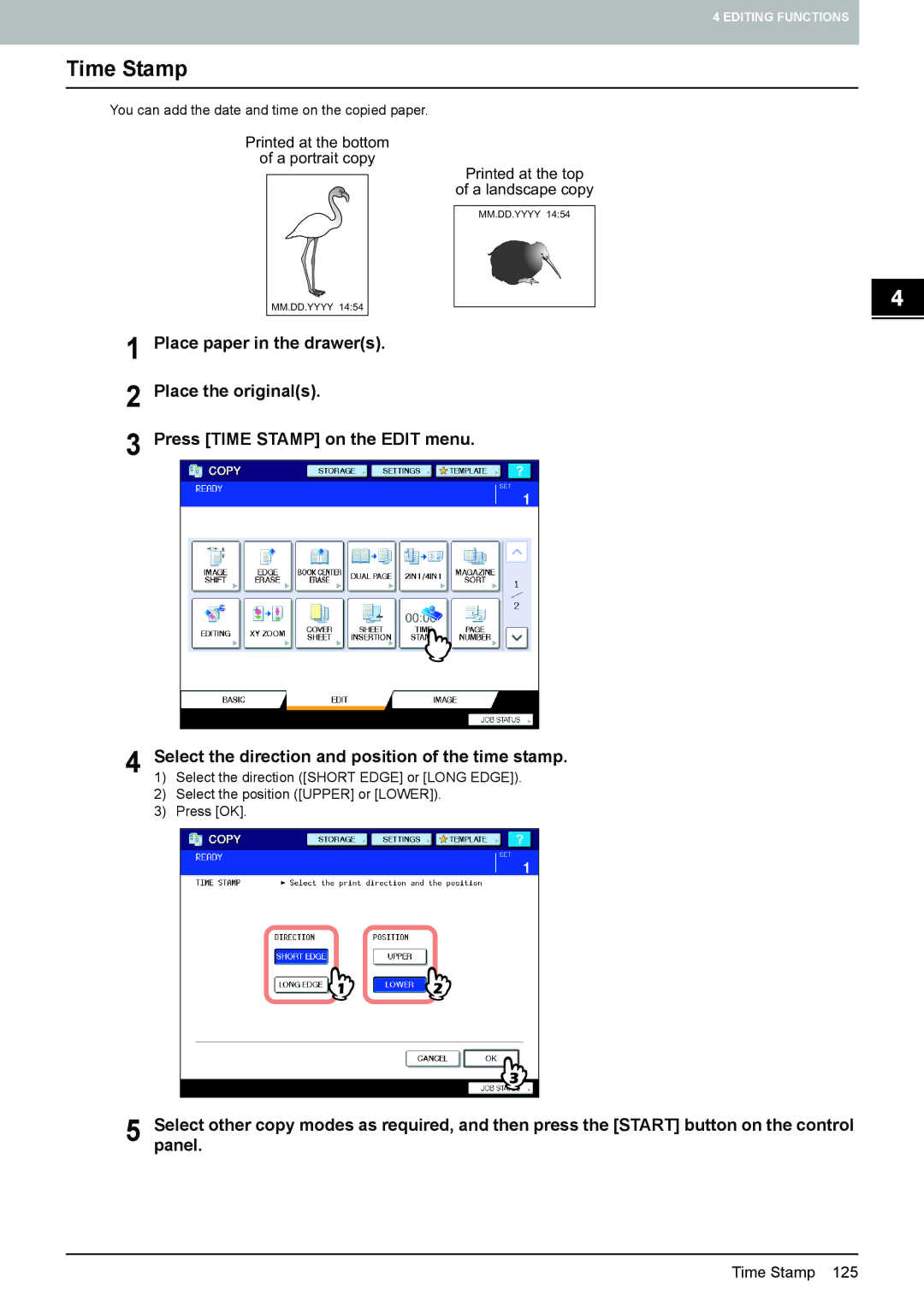 Toshiba e-STUDIO5520C, 6520c manual Time Stamp 