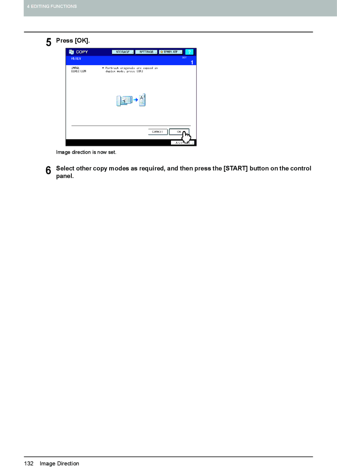 Toshiba 6520c, e-STUDIO5520C manual Image direction is now set 