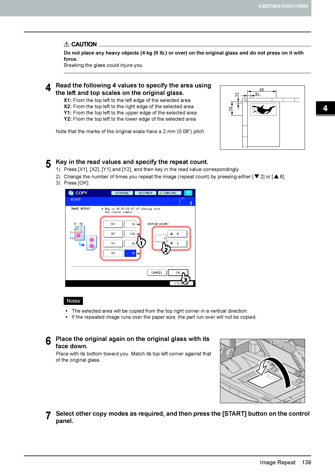 Toshiba e-STUDIO5520C, 6520c manual Key in the read values and specify the repeat count 