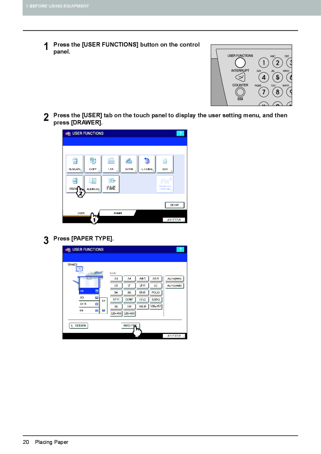 Toshiba 6520c, e-STUDIO5520C manual Placing Paper 