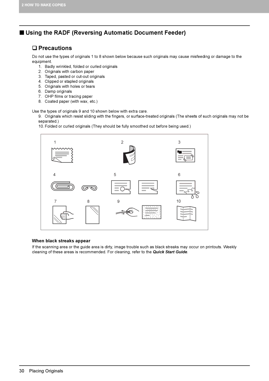 Toshiba 6520c, e-STUDIO5520C manual When black streaks appear 