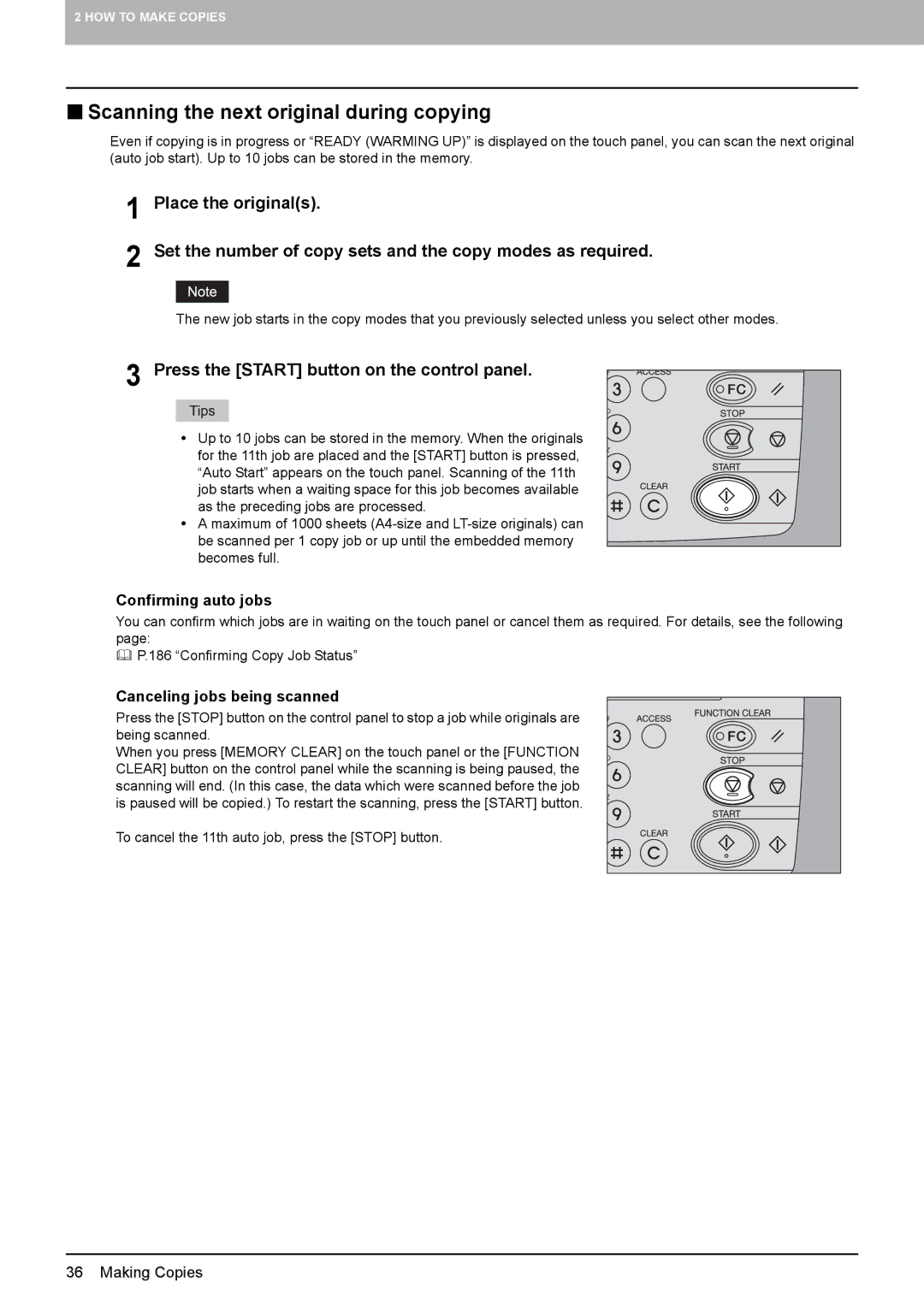 Toshiba 6520c, e-STUDIO5520C manual „ Scanning the next original during copying, Press the Start button on the control panel 