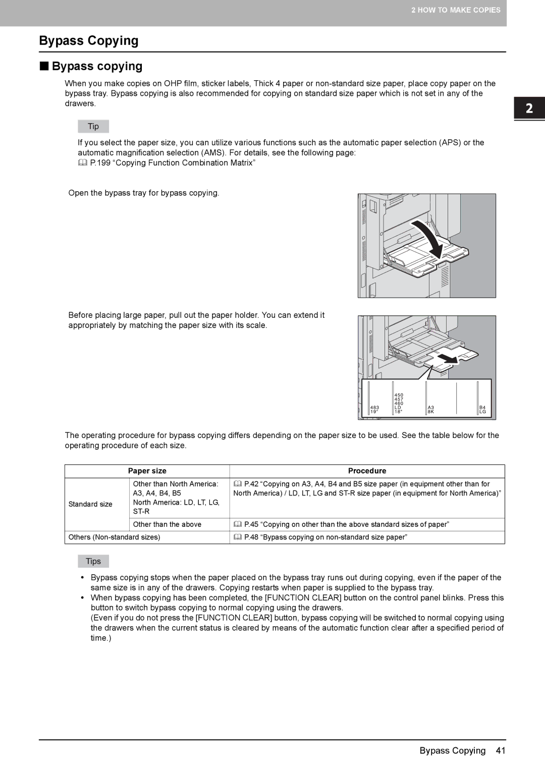 Toshiba e-STUDIO5520C, 6520c manual Bypass Copying, „ Bypass copying 