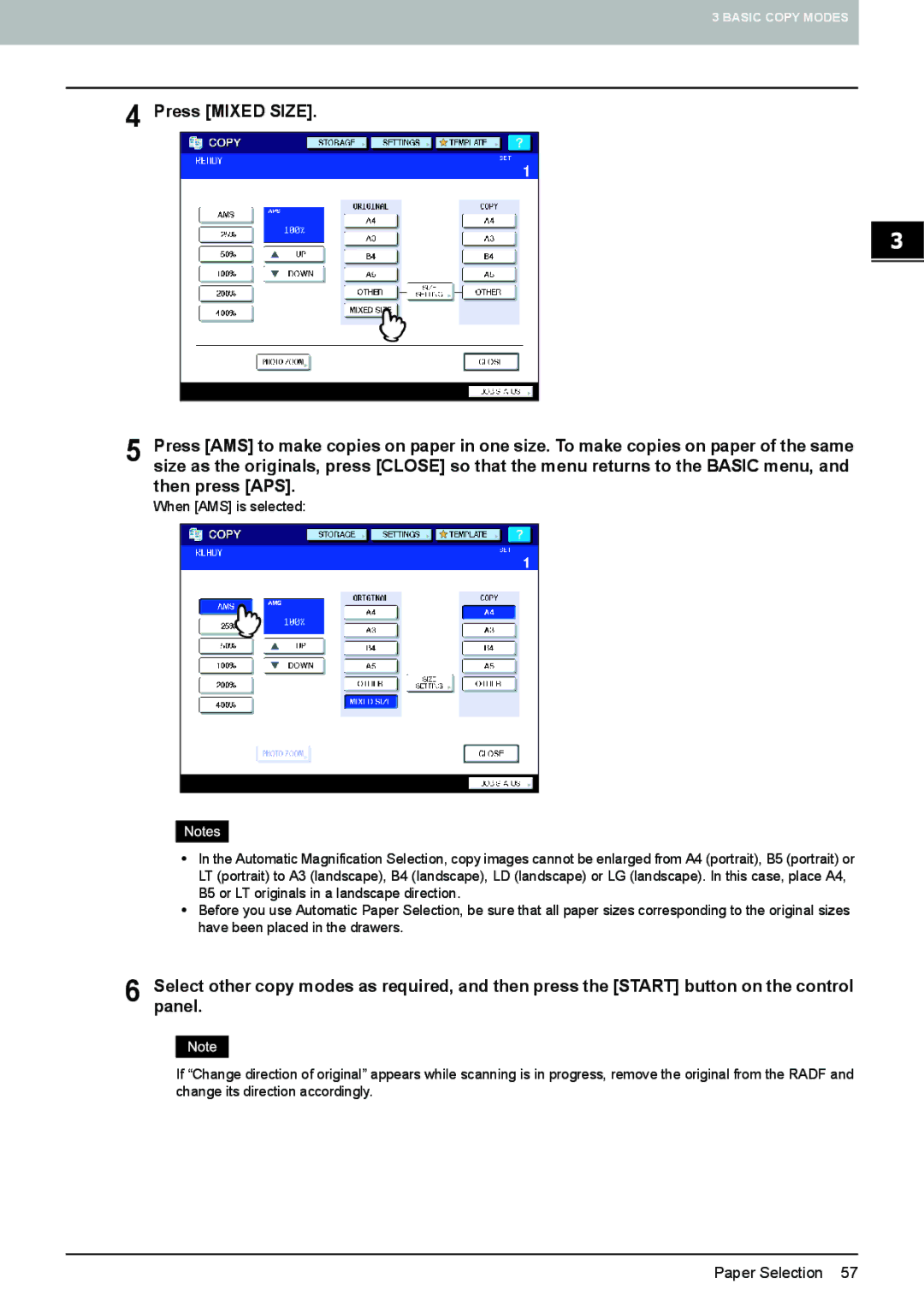 Toshiba e-STUDIO5520C, 6520c manual Press Mixed Size 