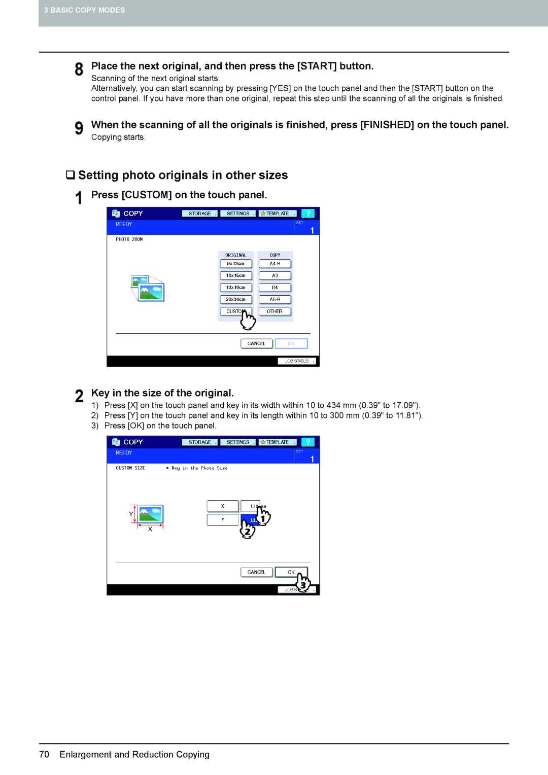 Toshiba 6520c, e-STUDIO5520C manual ‰ Setting photo originals in other sizes 