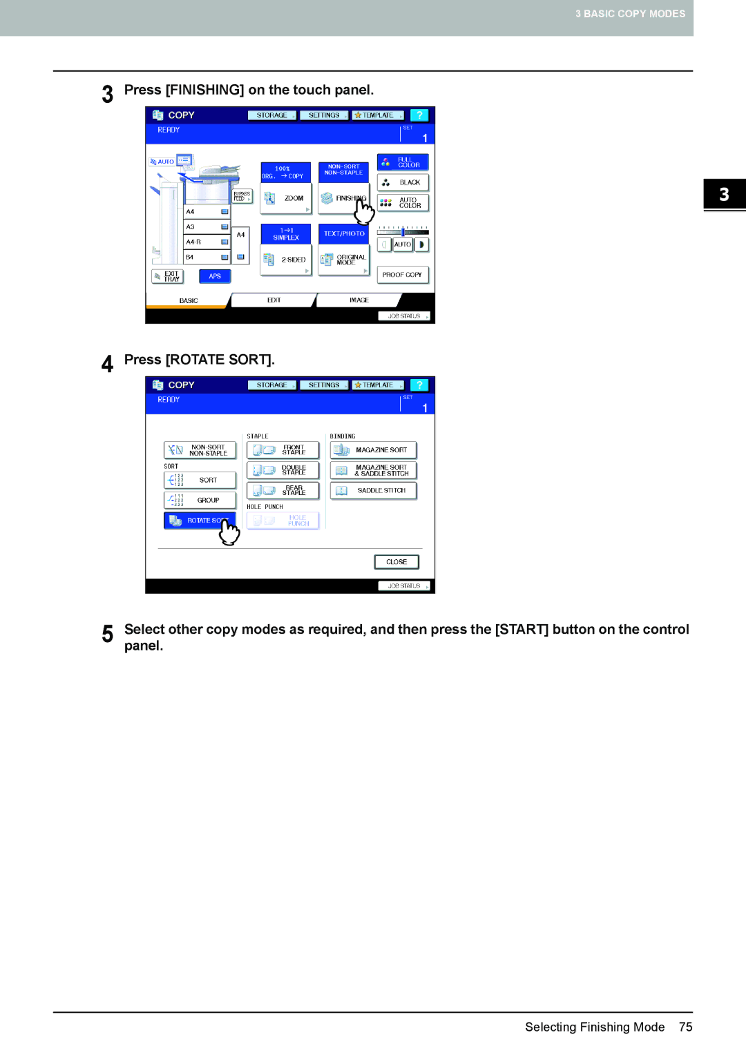 Toshiba e-STUDIO5520C, 6520c manual Selecting Finishing Mode 