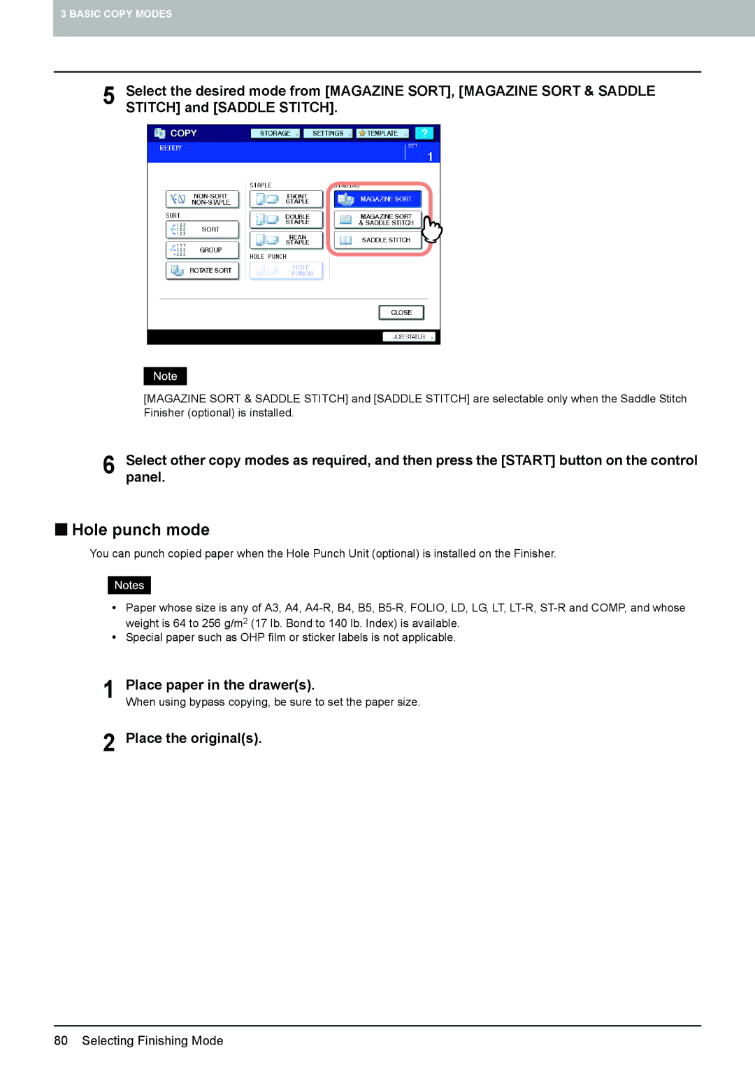 Toshiba 6520c, e-STUDIO5520C manual „ Hole punch mode 