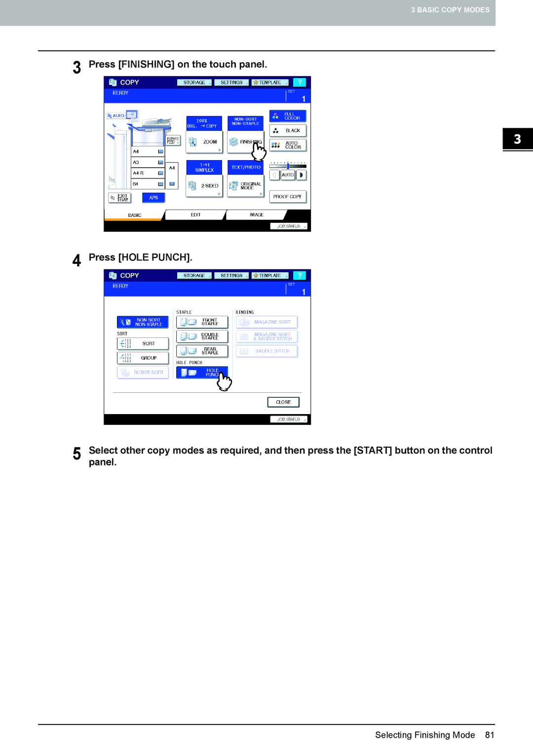 Toshiba e-STUDIO5520C, 6520c manual Selecting Finishing Mode 