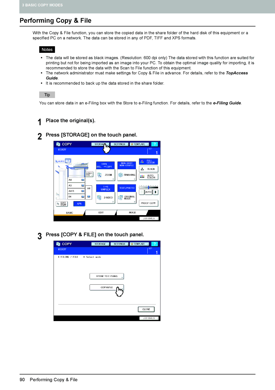 Toshiba 6520c, e-STUDIO5520C manual Performing Copy & File 