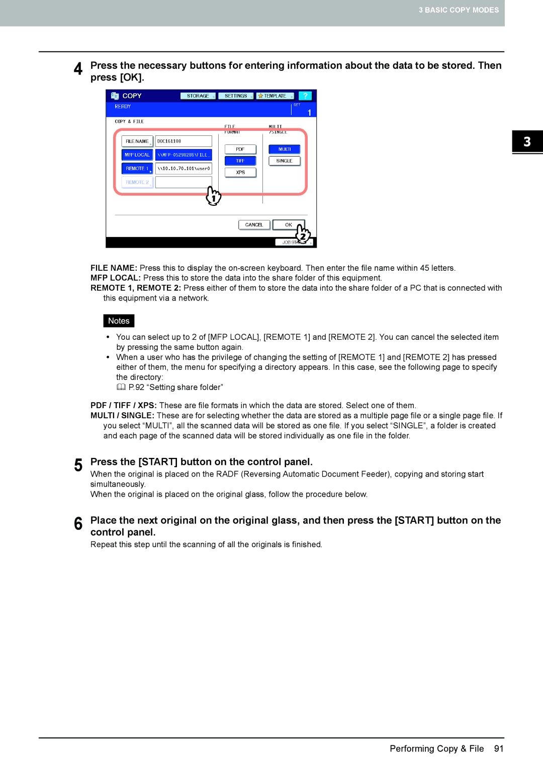 Toshiba e-STUDIO5520C, 6520c manual Press OK, Press the Start button on the control panel 