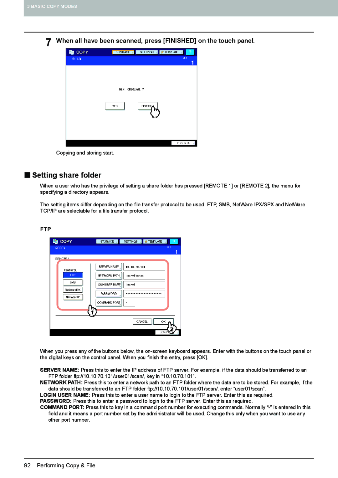 Toshiba 6520c, e-STUDIO5520C manual „ Setting share folder, Ftp 