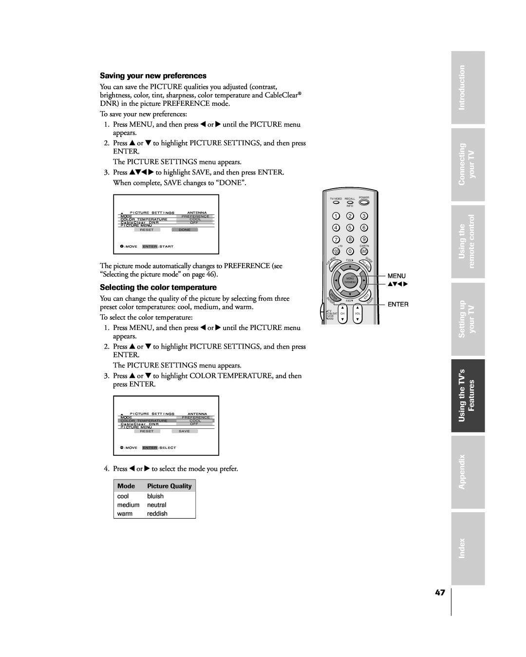 Toshiba 57H85C Introduction, Connecting, yourTV, remotecontrol, Settingup, UsingtheTVÕs, Features, Appendix, Index 