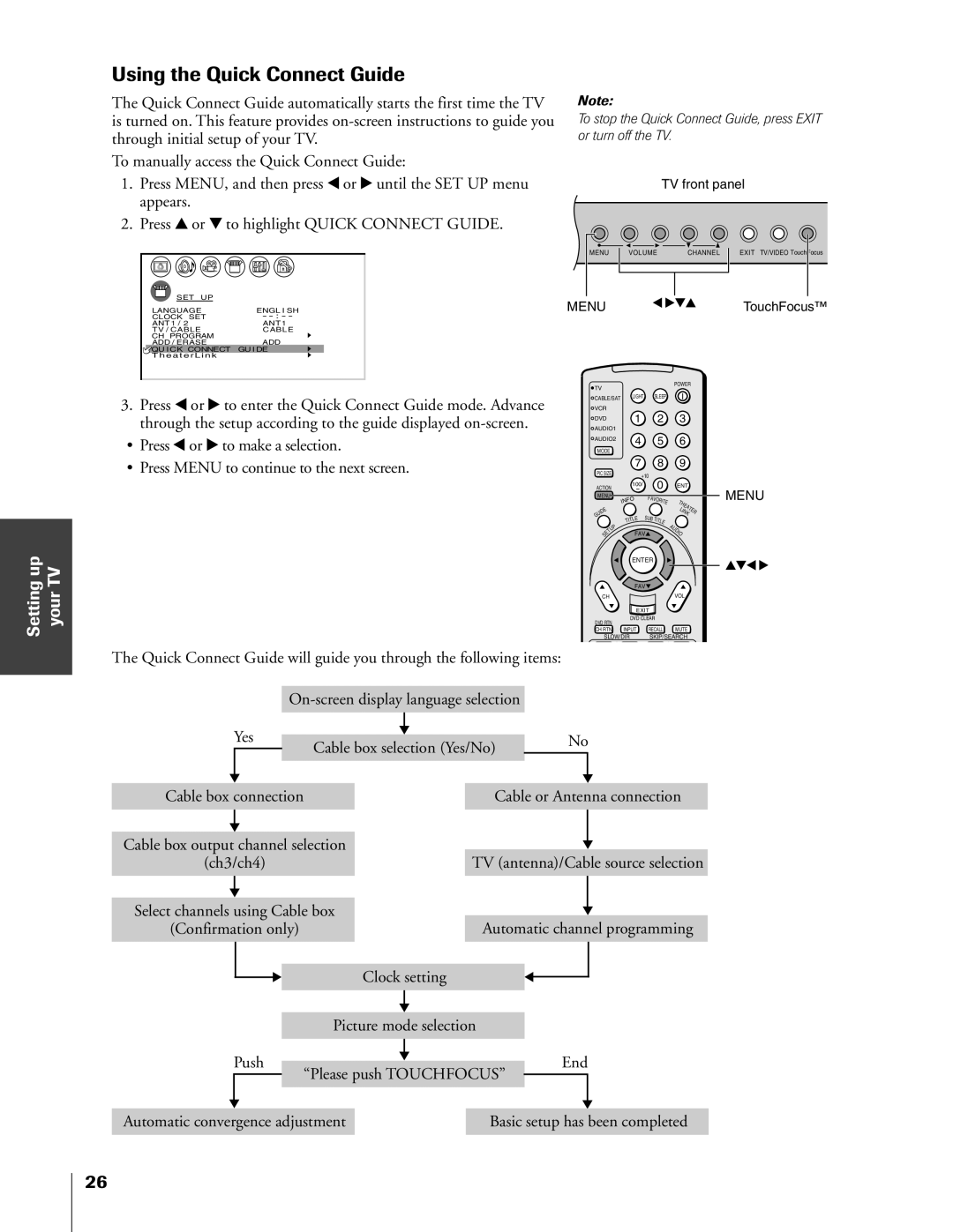 Toshiba 51HX83, 65HX83, 57HX83, 46HX83 owner manual Using the Quick Connect Guide 