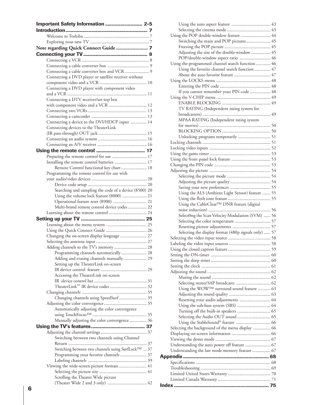 Toshiba 51HX83, 65HX83, 57HX83, 46HX83 owner manual Important Safety Information Introduction 