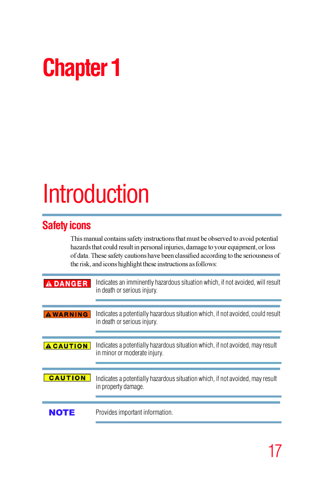 Toshiba 58L5400UC, 65L5400UC warranty Introduction, Safety icons 