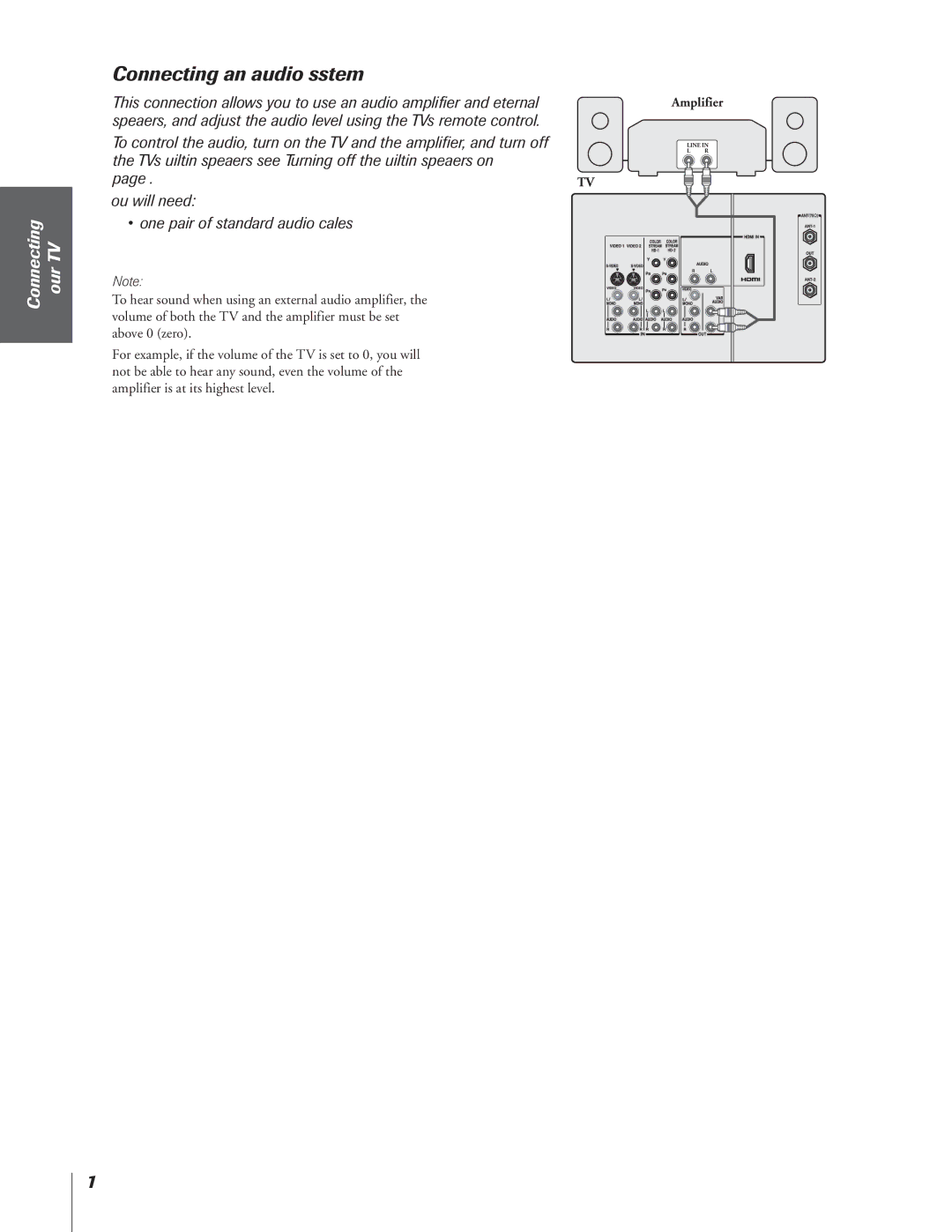 Toshiba 65NH84 owner manual Connecting an audio system 