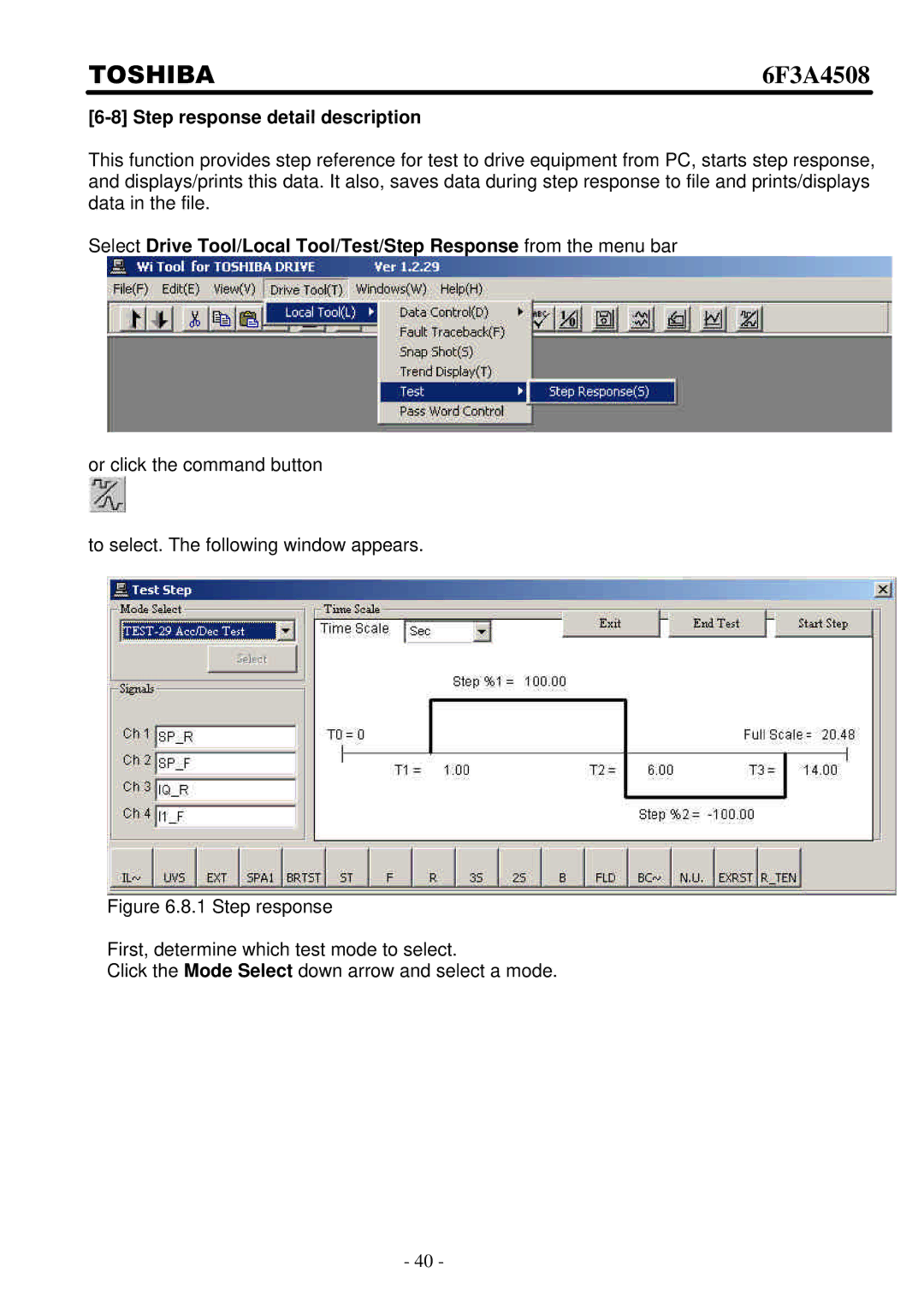 Toshiba 6F3A4508 manual Step response detail description 