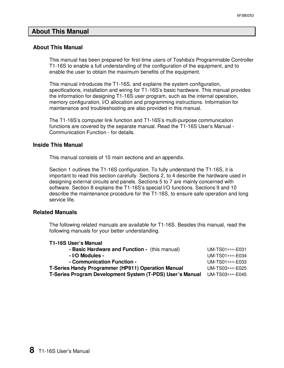 Toshiba 6F3B0253 user manual About This Manual, Inside This Manual, Related Manuals 