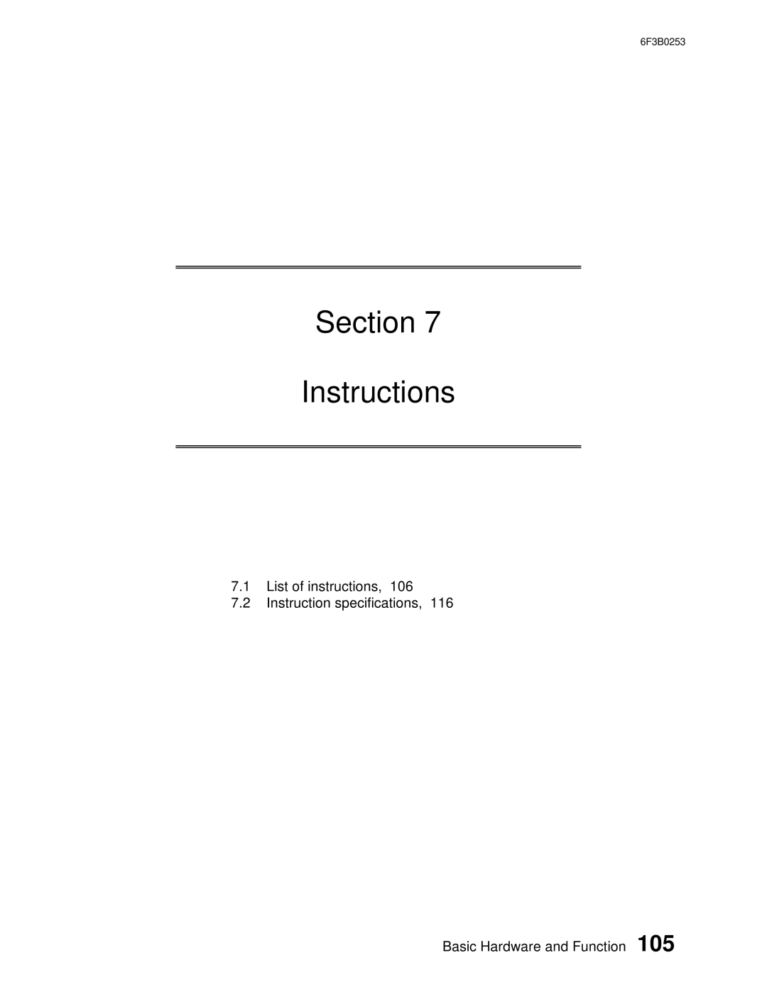 Toshiba 6F3B0253 user manual Section Instructions 