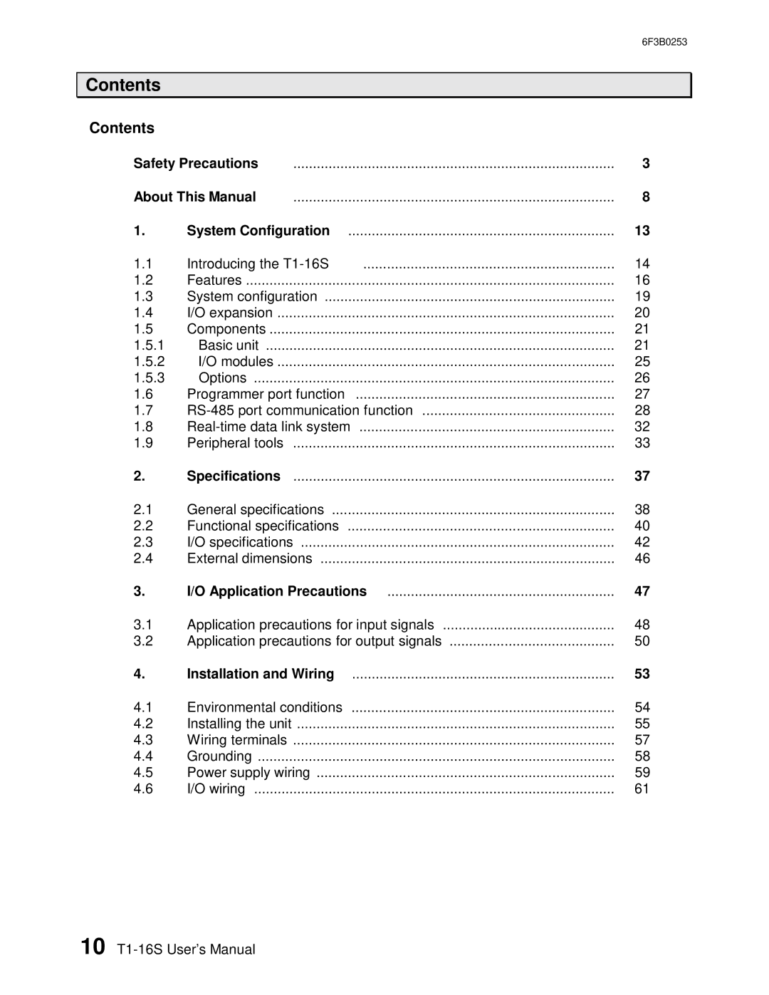 Toshiba 6F3B0253 user manual Contents 