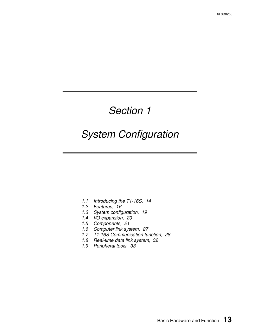 Toshiba 6F3B0253 user manual Section System Configuration 