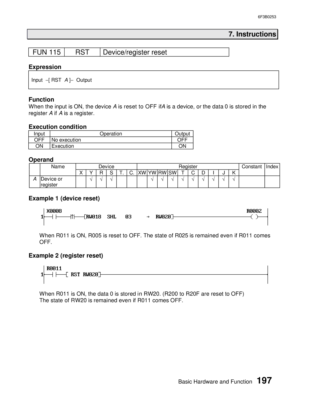 Toshiba 6F3B0253 user manual Rst, Device/register reset, Example 1 device reset, Example 2 register reset 