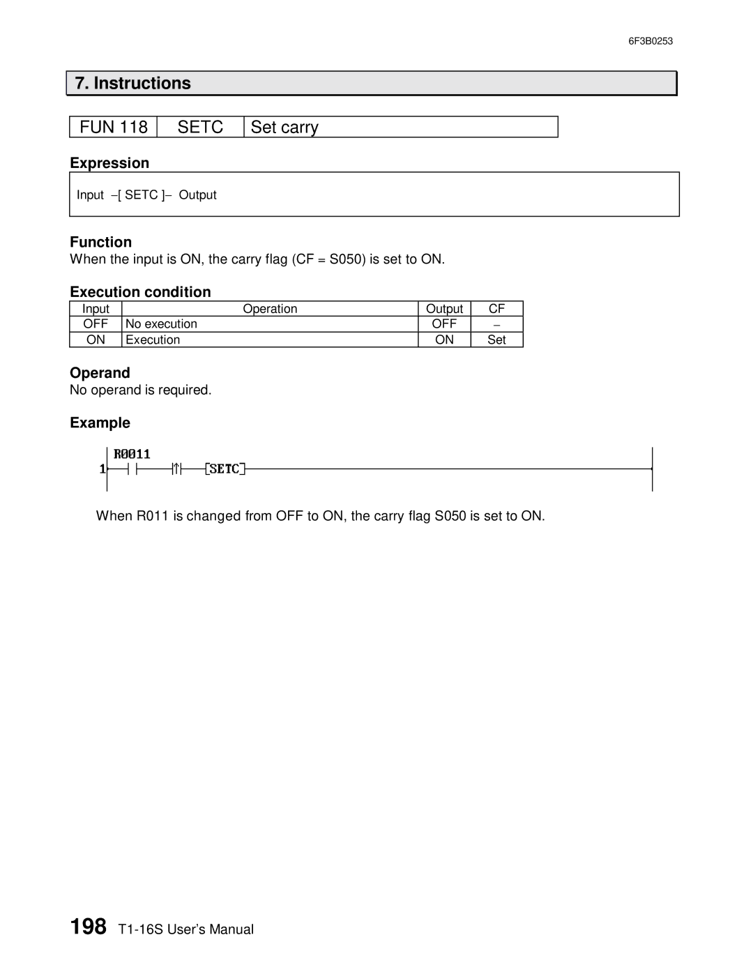 Toshiba 6F3B0253 user manual Setc, Set carry 