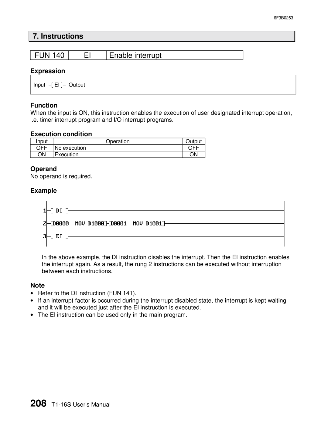 Toshiba 6F3B0253 user manual FUN Enable interrupt 