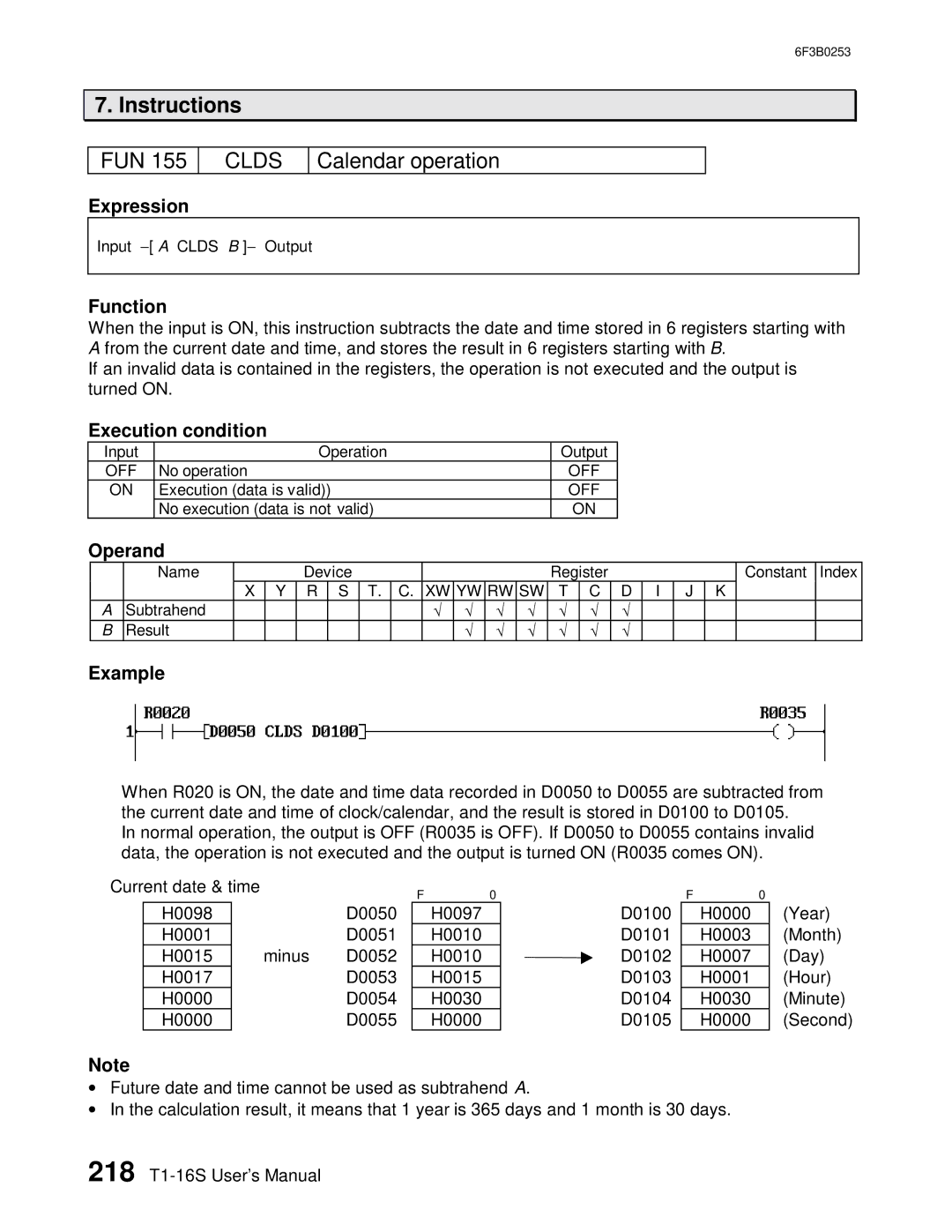 Toshiba 6F3B0253 user manual Clds, Calendar operation 